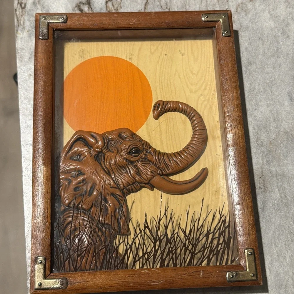 Vtg 1978 Wallace Berrie Animal Wood Art Set Of Four 3D 7.5